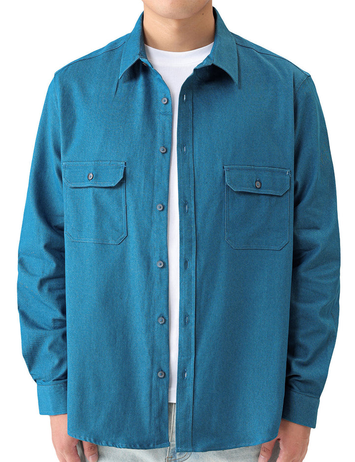 Chemise boutonnée à manches longues en jean pour homme