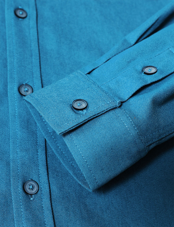 Chemise boutonnée à manches longues en jean pour homme