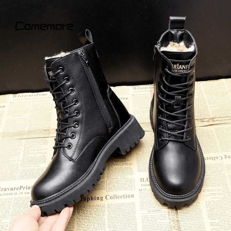 Bottes en Cuir Noir Poli