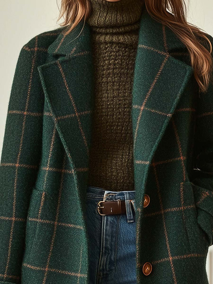 Élise | Manteau en Laine à Carreaux Classique